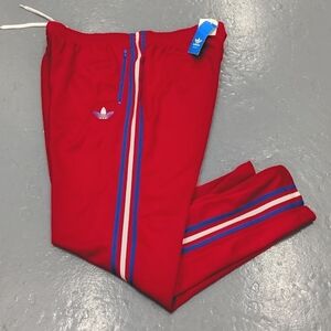 NWT Adidas Firebird Red Joggers 3 Stripes Size XL Men's